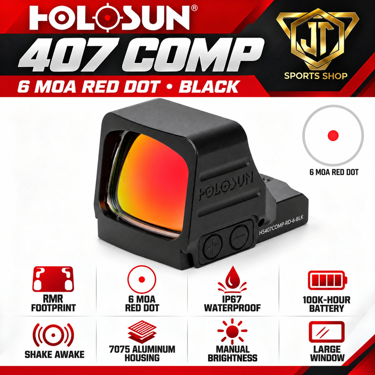 Holosun Open Pistol Sight HS407COMP-6MOA