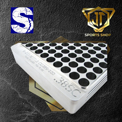100-Hole 38 Super Comp / TJ / Rimless Hundo Chamber Checker Cartridge Case Gauge by Shockbottle
