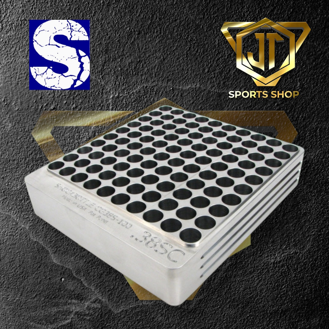 100-Hole 38 Super Comp / TJ / Rimless Hundo Chamber Checker Cartridge Case Gauge by Shockbottle