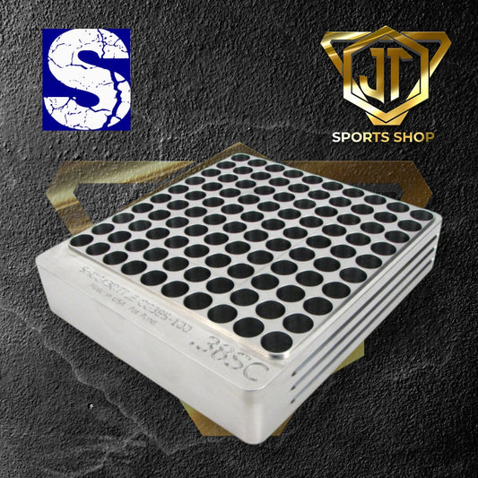 100-Hole 38 Super Comp / TJ / Rimless Hundo Chamber Checker Cartridge Case Gauge by Shockbottle