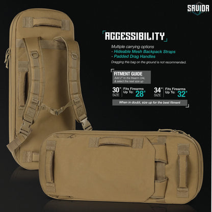 Savior Equipment Specialist Series 34" 38" Covert Tactical Rifle Bag Backpack Soft Case with Compartment