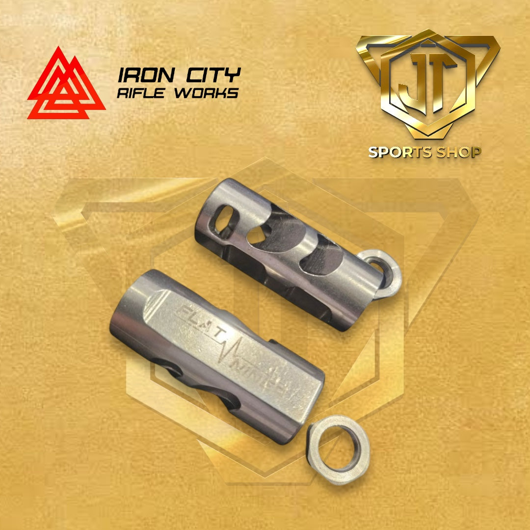 Iron City FLATLINER MUZZLE BRAKES 1/2x28 - RAW SILVER SS